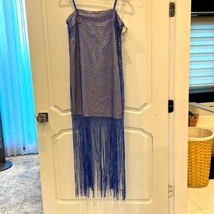 Crystal blue fringed dress